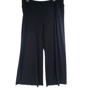Lane Bryant Women's Pants Wide Leg Cropped  Knit Pull On Black Size 22/24 Lounge